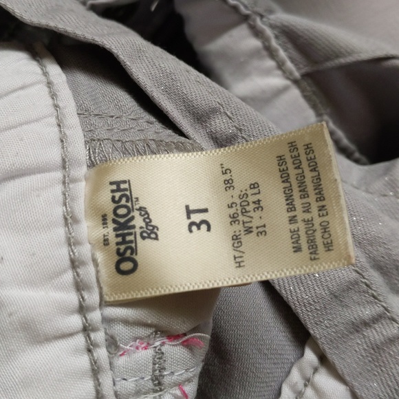 oshkosh b'gosh vestbak gray sparkle cotton twill overalls 3T toddler girl - Picture 7 of 11